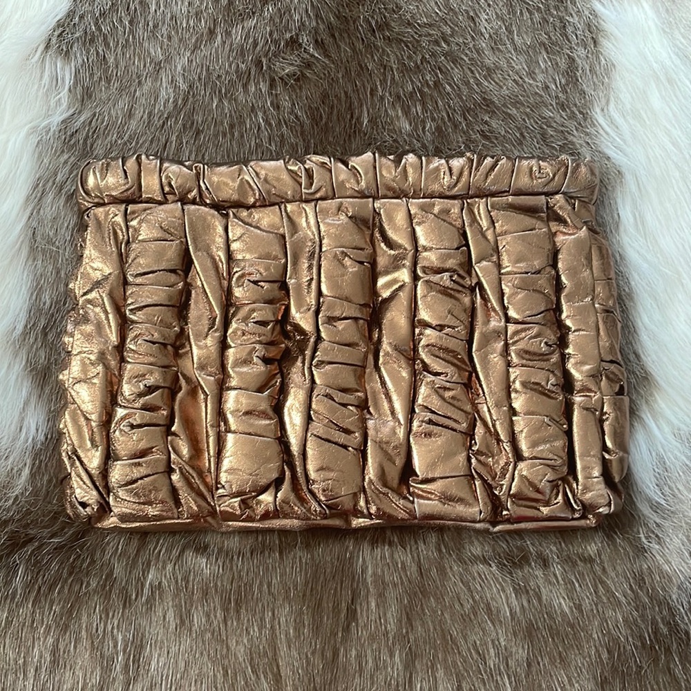 Vintage TIANA natural leather purse gold